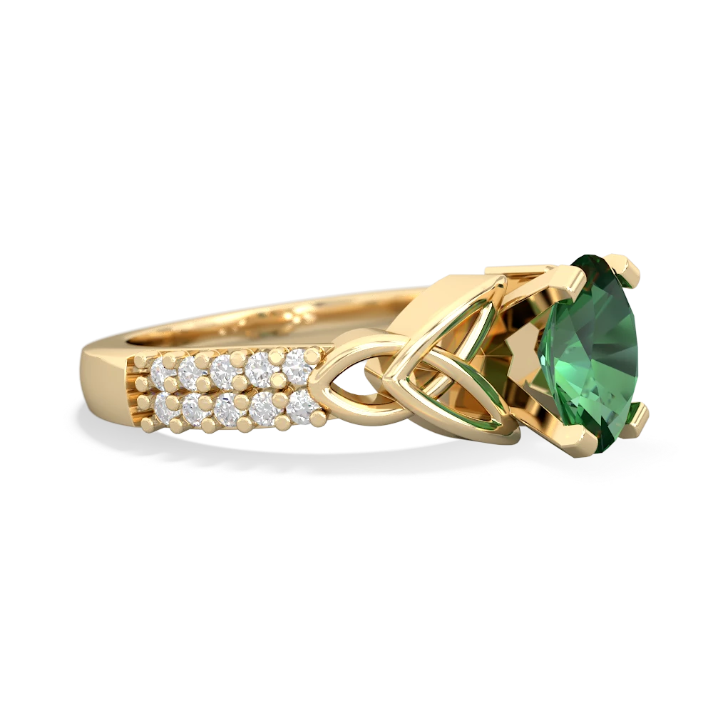 Lab Emerald Celtic Knot 8X6 Oval Engagement 14K Yellow Gold ring R26448VL
