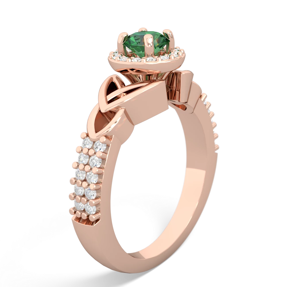 Lab Emerald Celtic Knot Halo 14K Rose Gold ring R26445RH