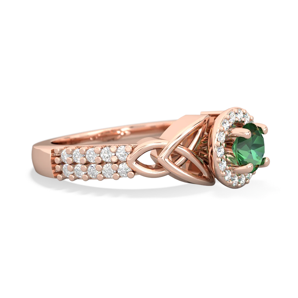 Lab Emerald Celtic Knot Halo 14K Rose Gold ring R26445RH