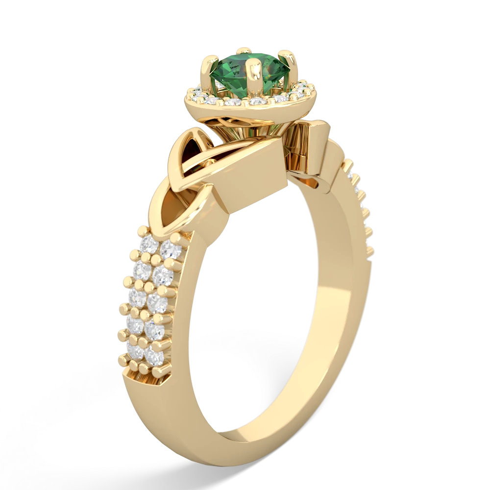 Lab Emerald Celtic Knot Halo 14K Yellow Gold ring R26445RH