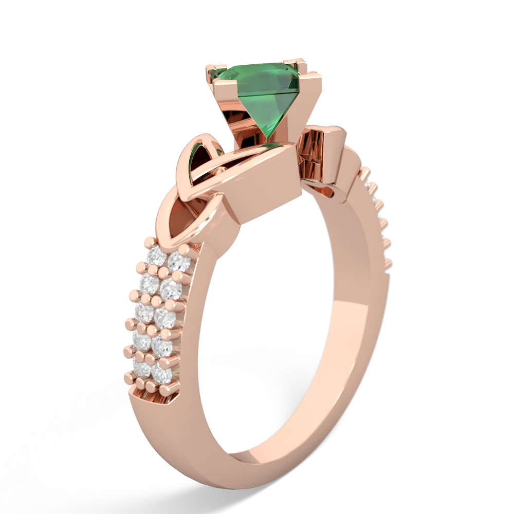 Lab Emerald Celtic Knot 5Mm Square Engagement 14K Rose Gold ring R26445SQ