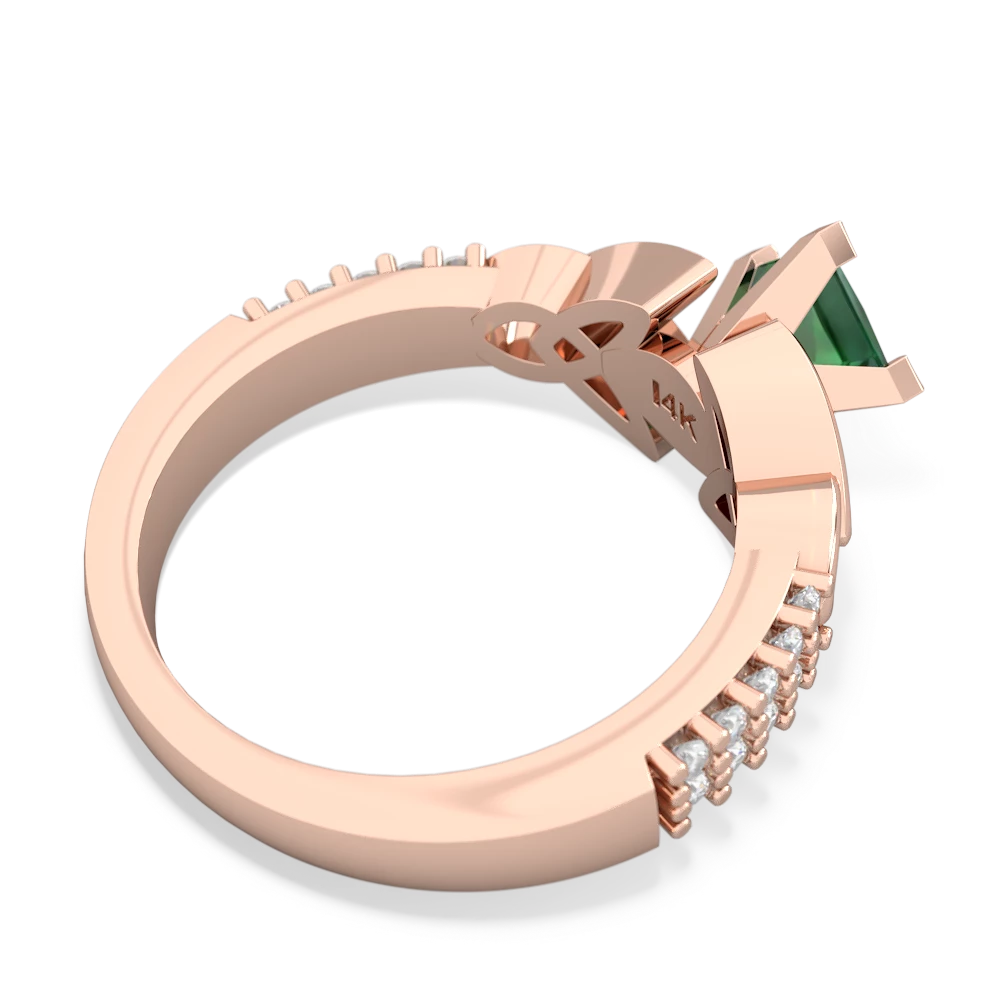 Lab Emerald Celtic Knot 5Mm Square Engagement 14K Rose Gold ring R26445SQ
