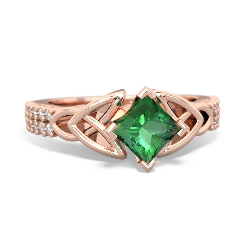 Lab Emerald Celtic Knot 5Mm Square Engagement 14K Rose Gold ring R26445SQ