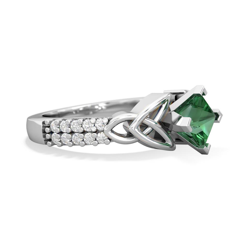 Lab Emerald Celtic Knot 5Mm Square Engagement 14K White Gold ring R26445SQ