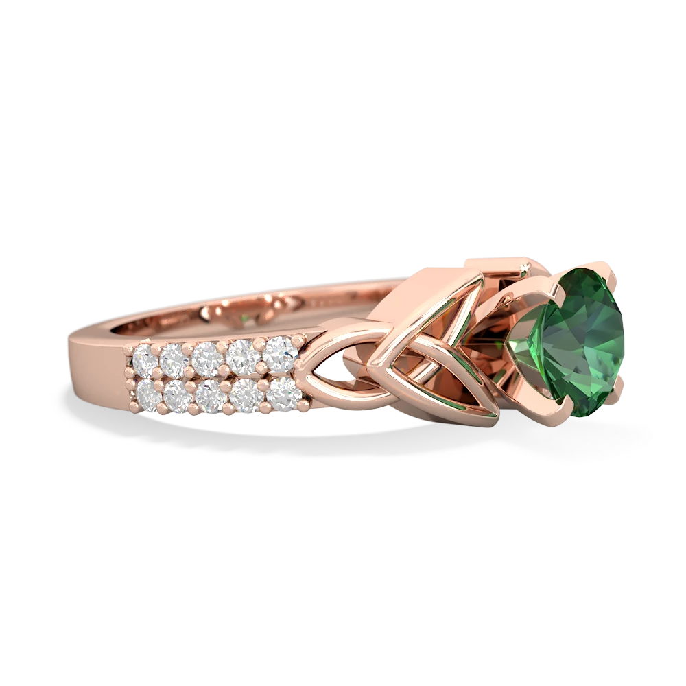 Lab Emerald Celtic Knot 6Mm Round Engagement 14K Rose Gold ring R26446RD