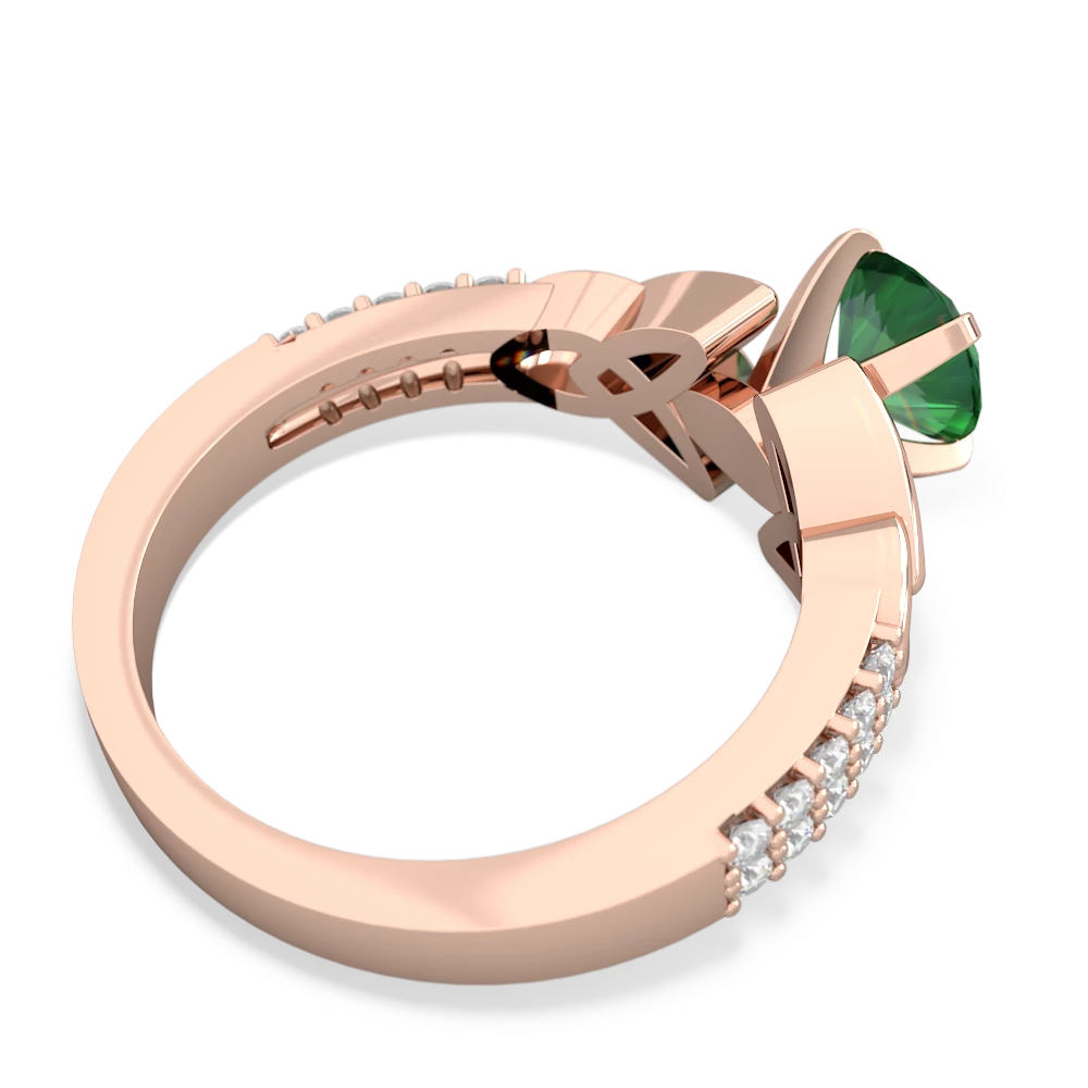 Lab Emerald Celtic Knot 6Mm Round Engagement 14K Rose Gold ring R26446RD