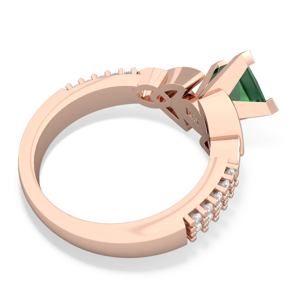 Lab Emerald Celtic Knot 6Mm Princess Engagement 14K Rose Gold ring R26446SQ