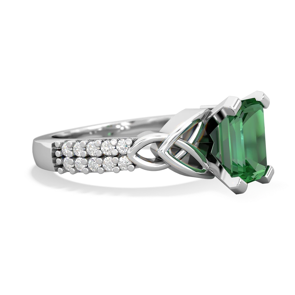 Lab Emerald Celtic Knot 8X6 Emerald-Cut Engagement 14K White Gold ring R26448EM