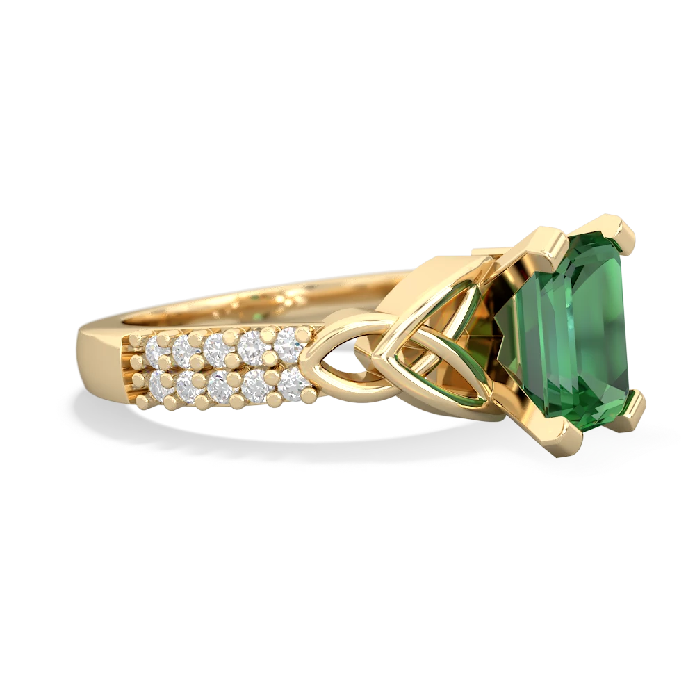 Lab Emerald Celtic Knot 8X6 Emerald-Cut Engagement 14K Yellow Gold ring R26448EM