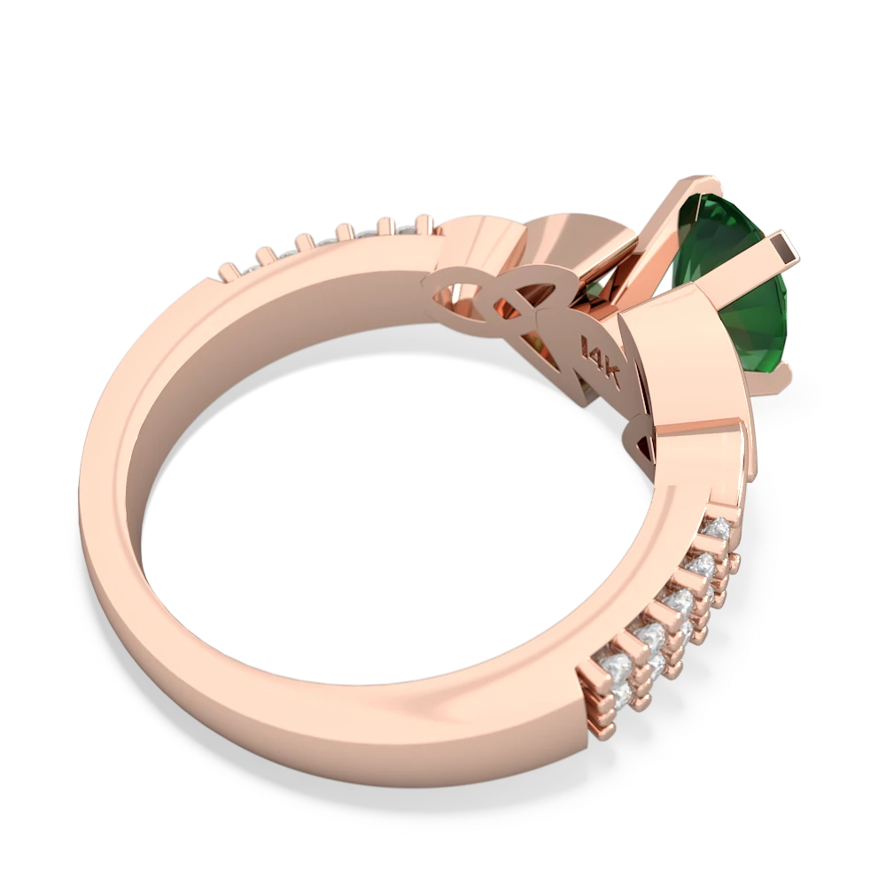 Lab Emerald Celtic Knot 8X6 Oval Engagement 14K Rose Gold ring R26448VL