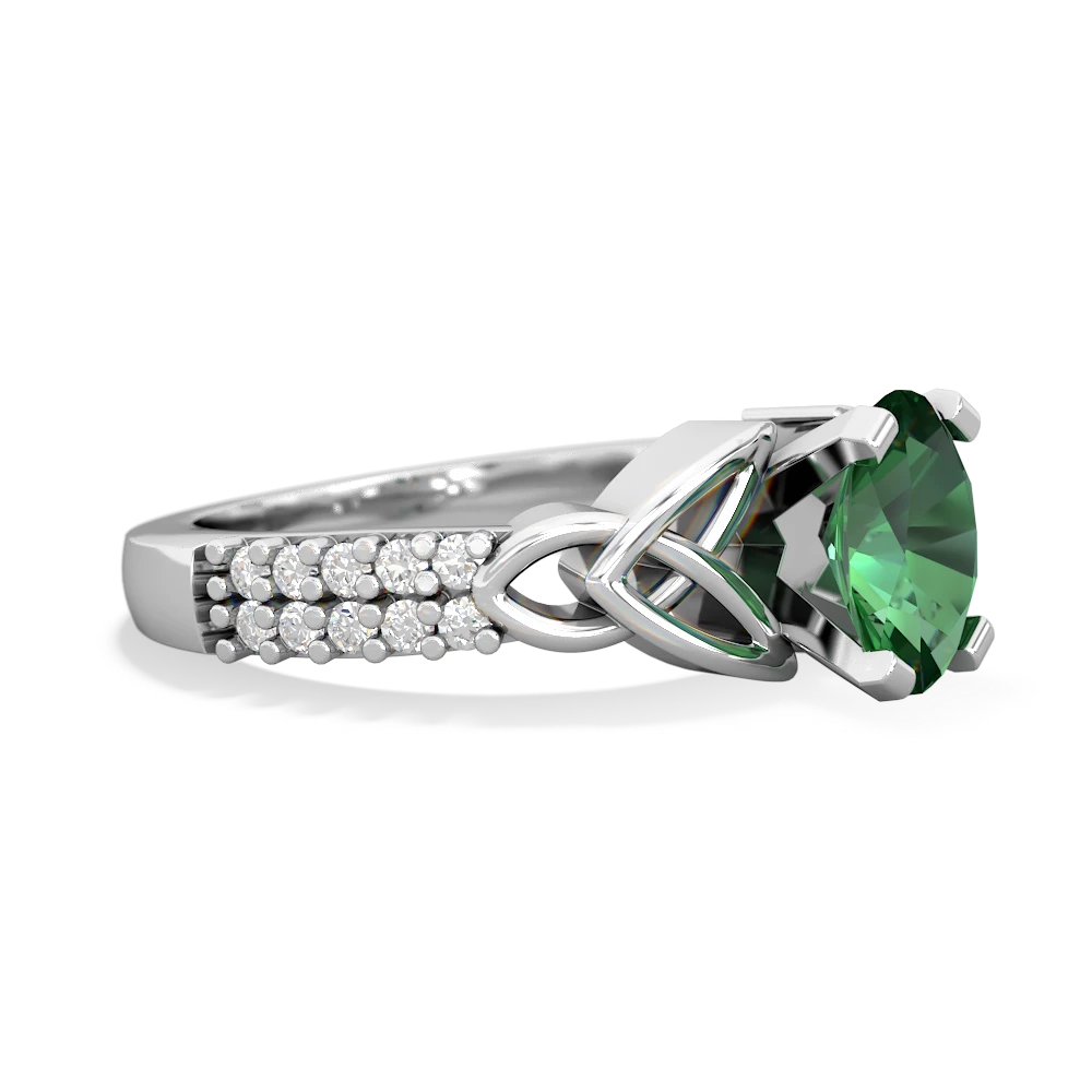 Lab Emerald Celtic Knot 8X6 Oval Engagement 14K White Gold ring R26448VL