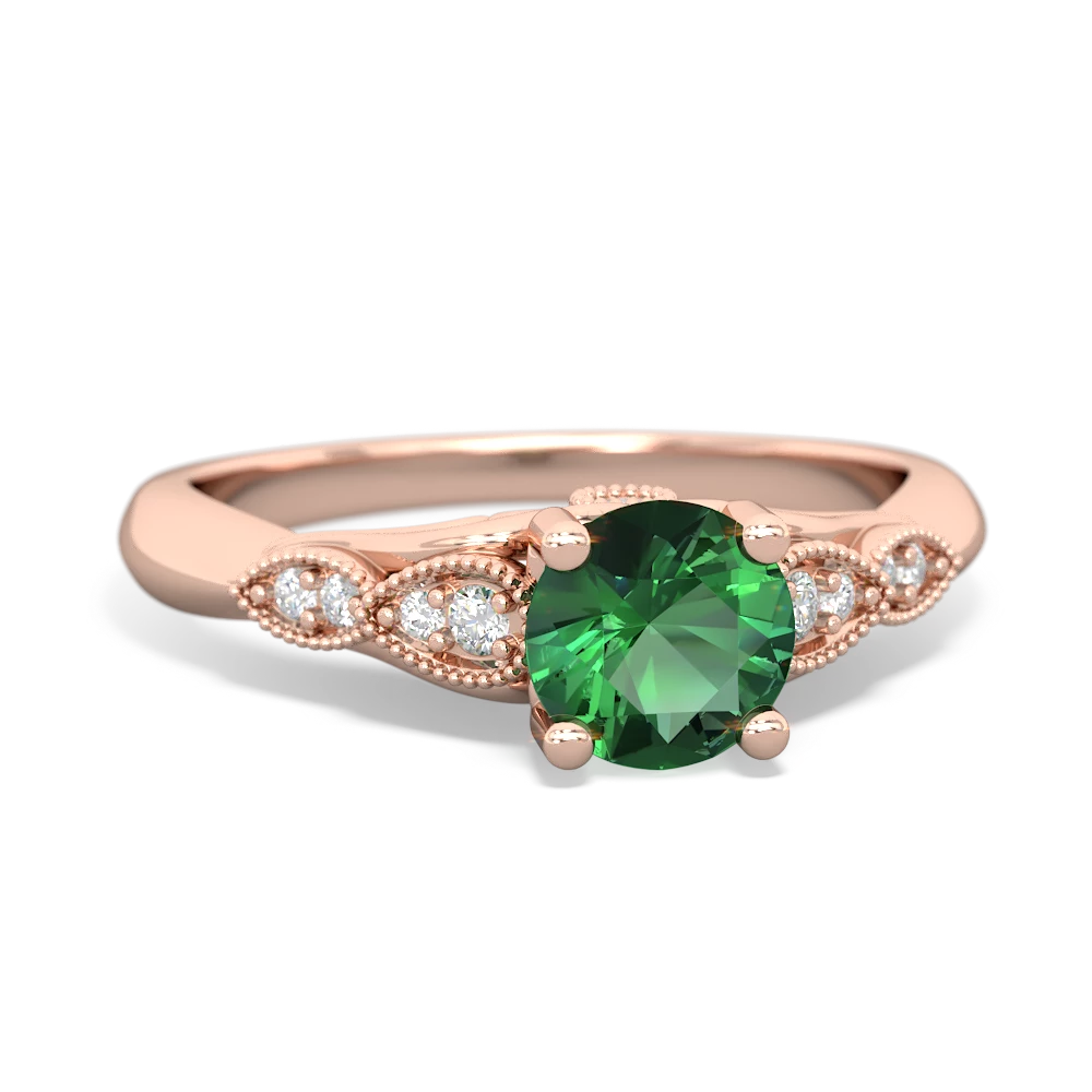 Lab Emerald Antique Elegance 14K Rose Gold ring R3100