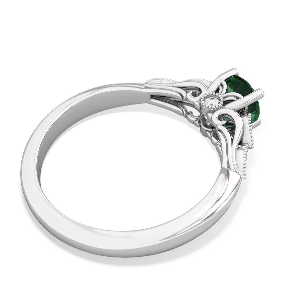 Lab Emerald Antique Elegance 14K White Gold ring R3100