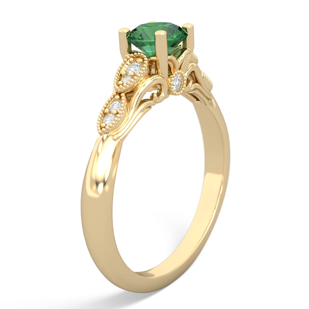 Lab Emerald Antique Elegance 14K Yellow Gold ring R3100