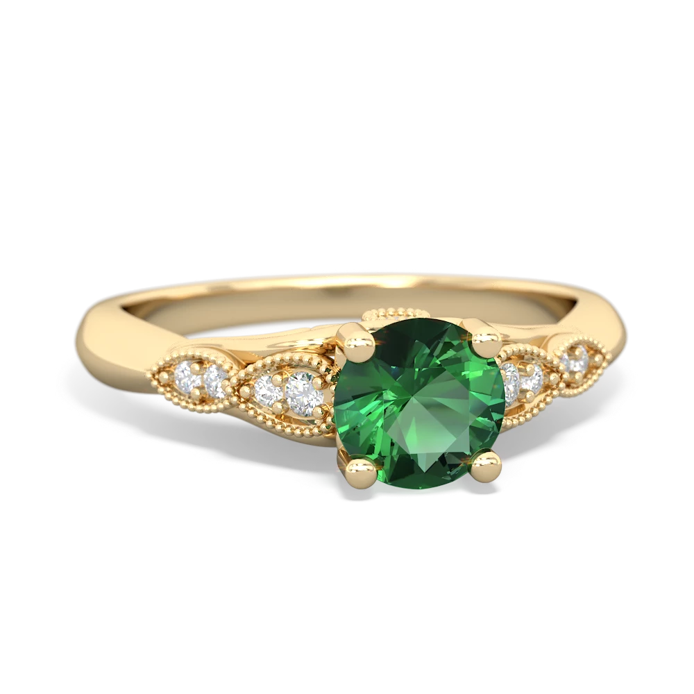 Lab Emerald Antique Elegance 14K Yellow Gold ring R3100