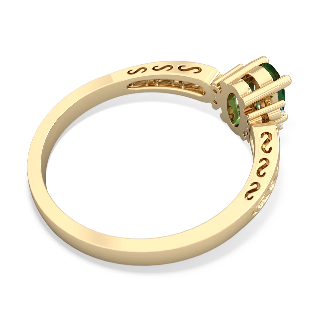 Lab Emerald Filligree Scroll Oval 14K Yellow Gold ring R0812