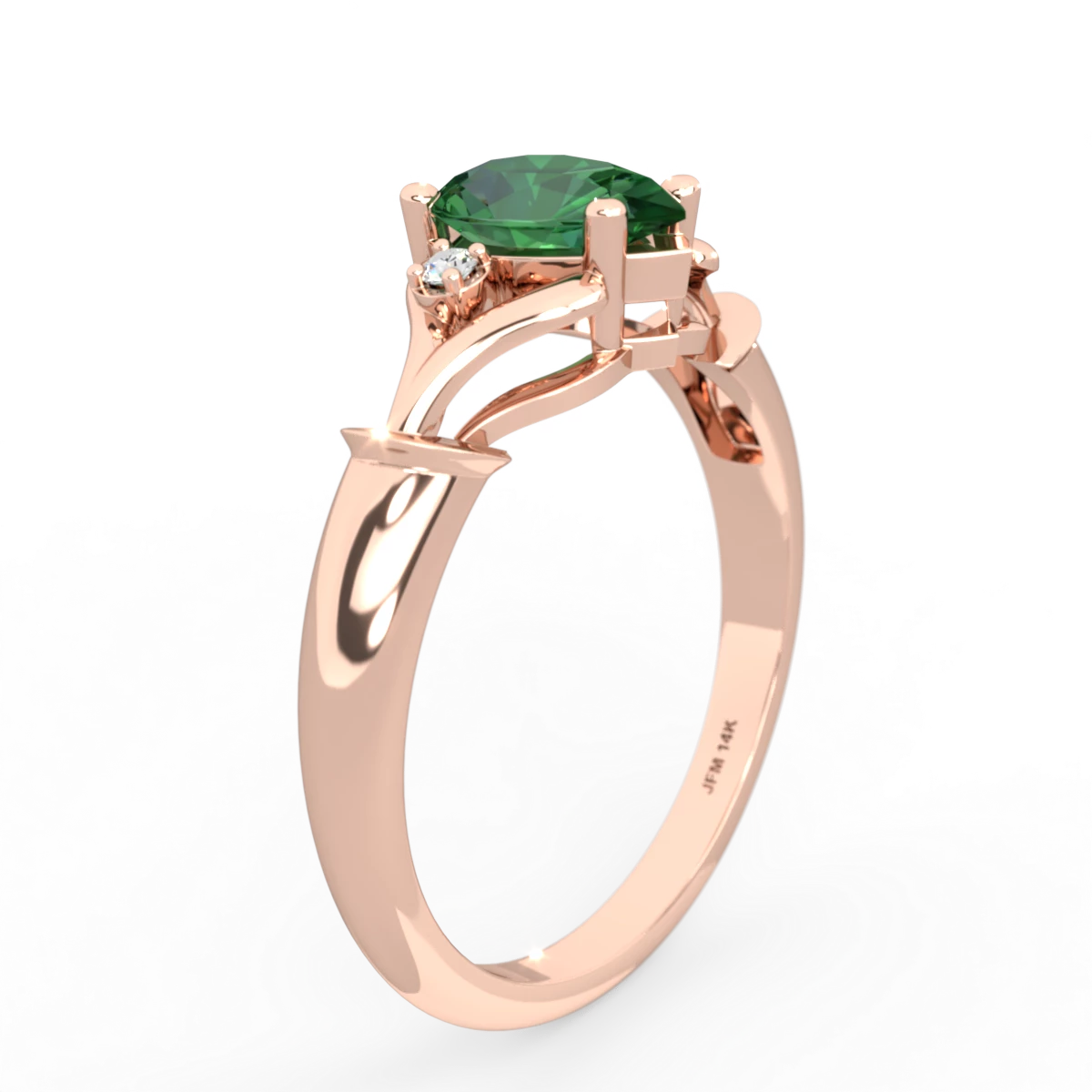 Lab Emerald Precious Pear 14K Rose Gold ring R0826