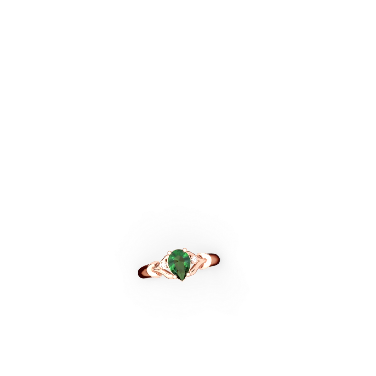 Lab Emerald Precious Pear 14K Rose Gold ring R0826