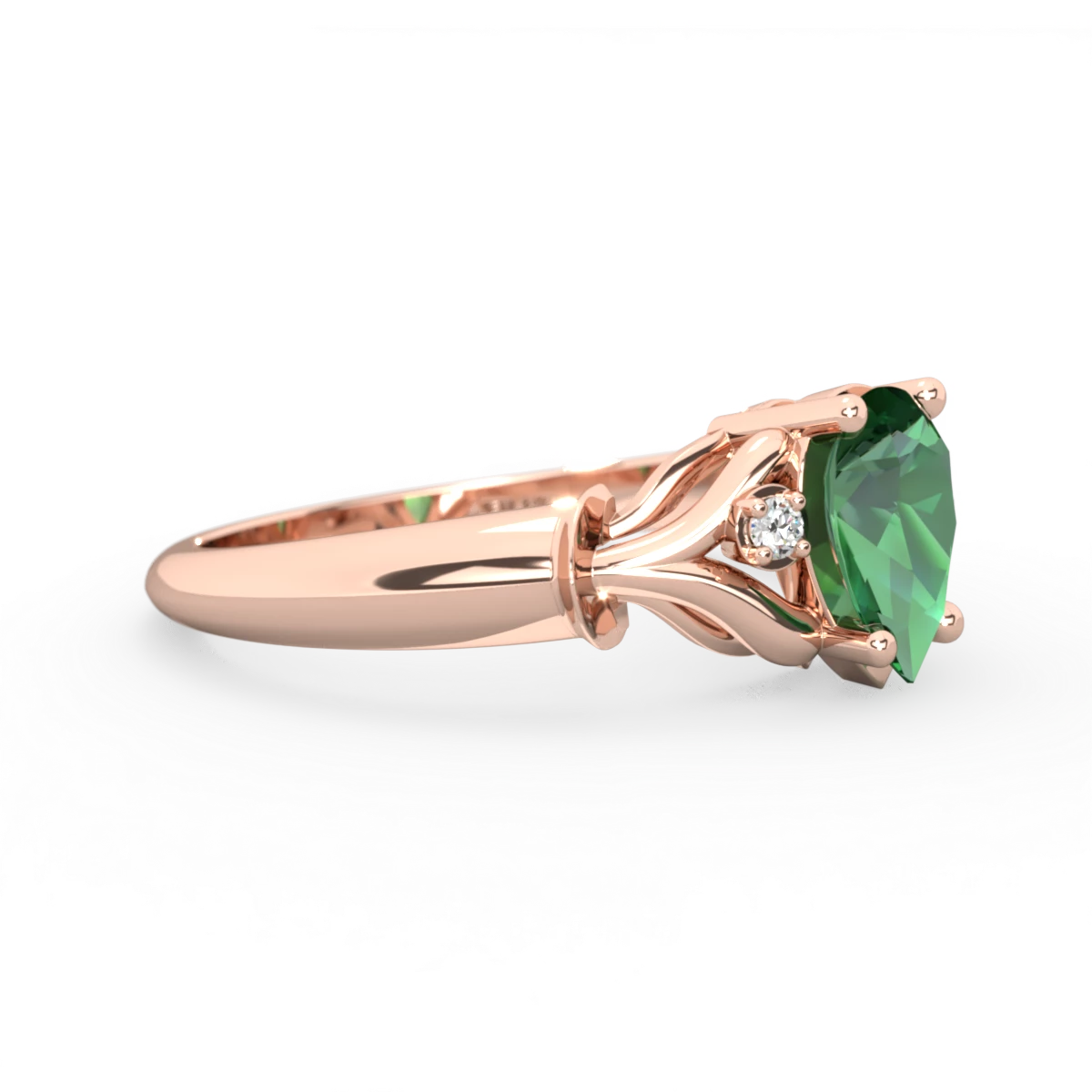 Lab Emerald Precious Pear 14K Rose Gold ring R0826