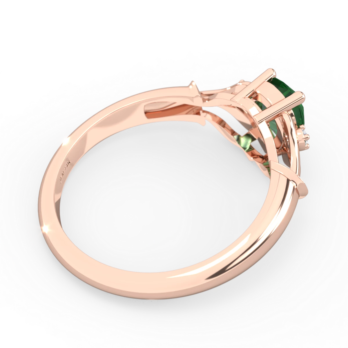 Lab Emerald Precious Pear 14K Rose Gold ring R0826