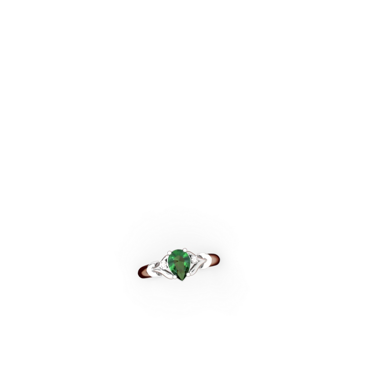 Lab Emerald Precious Pear 14K White Gold ring R0826