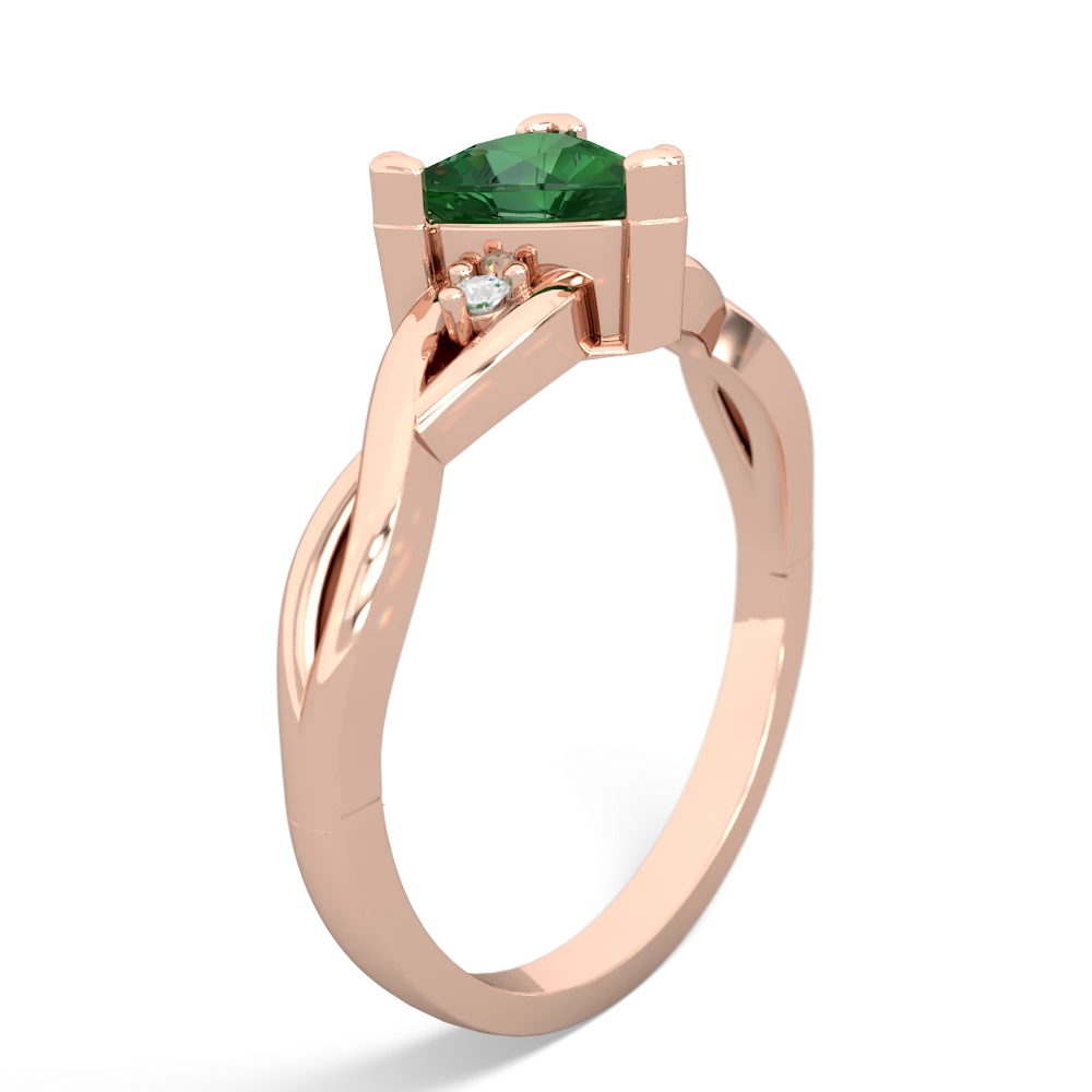 Lab Emerald Trillion Twist 14K Rose Gold ring R2104