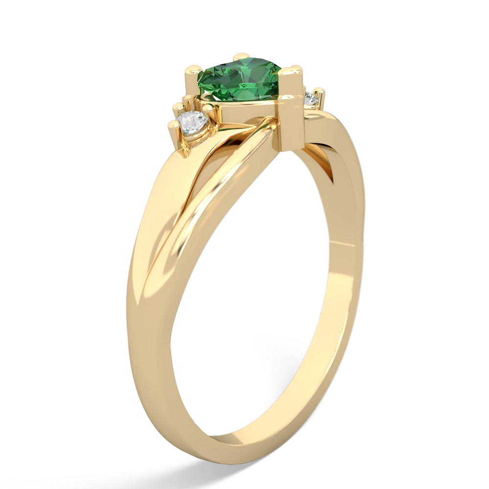 Lab Emerald Split Band Swirl 14K Yellow Gold ring R2130