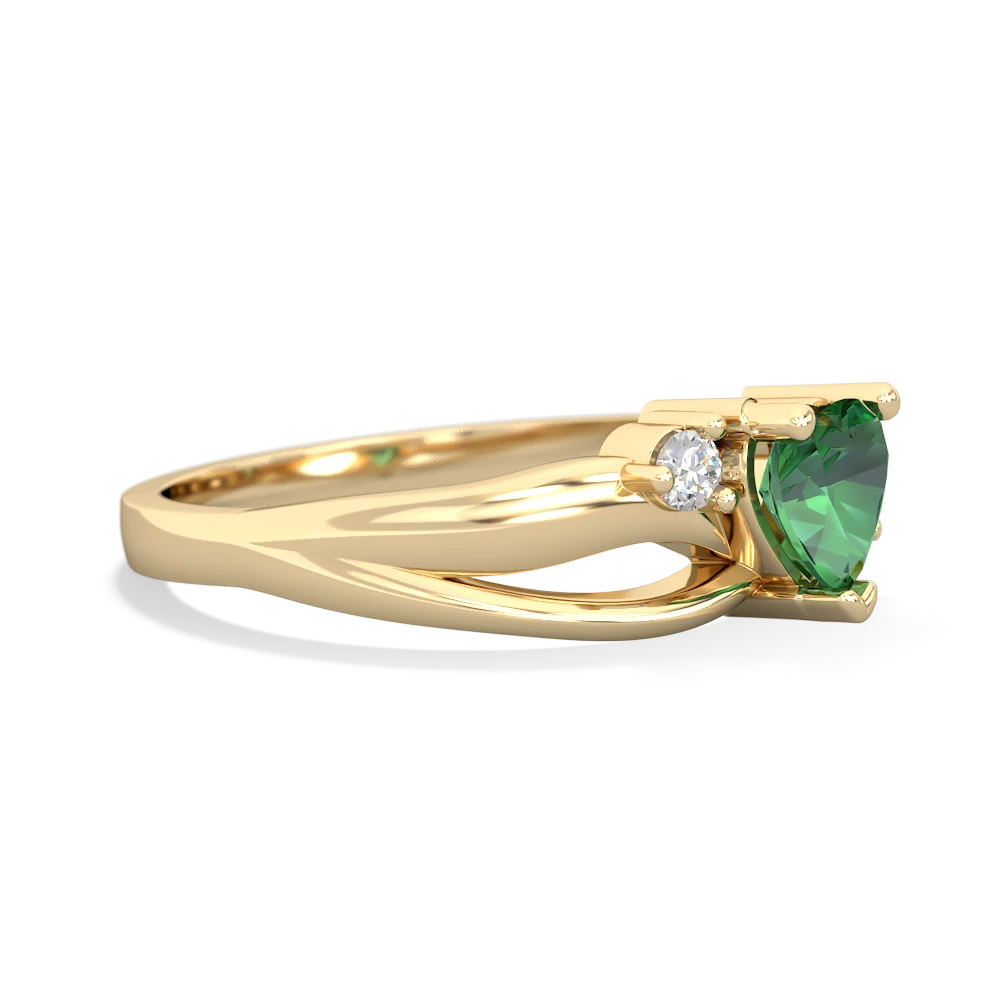 Lab Emerald Split Band Swirl 14K Yellow Gold ring R2130