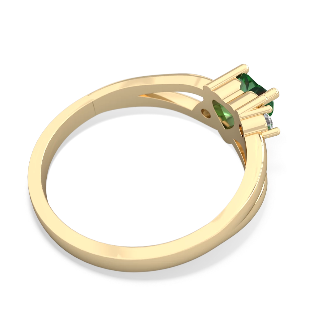 Lab Emerald Split Band Swirl 14K Yellow Gold ring R2130