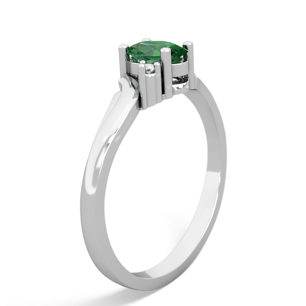 Lab Emerald Elegant Swirl 14K White Gold ring R2173