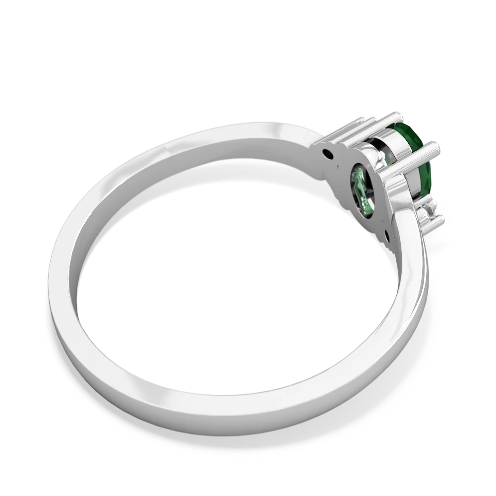 Lab Emerald Elegant Swirl 14K White Gold ring R2173