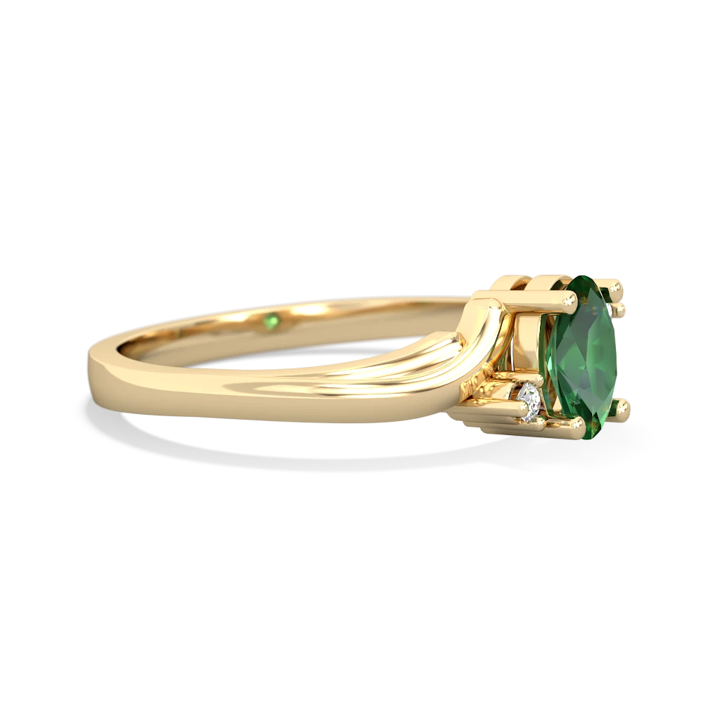 Lab Emerald Elegant Swirl 14K Yellow Gold ring R2173