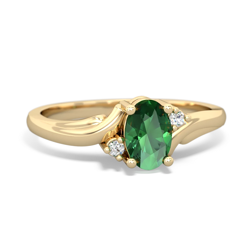 Lab Emerald Elegant Swirl 14K Yellow Gold ring R2173