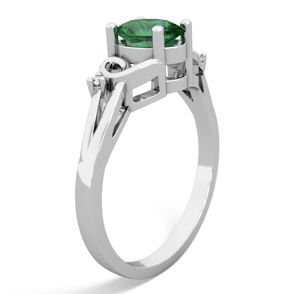 Lab Emerald Swirls 14K White Gold ring R2347