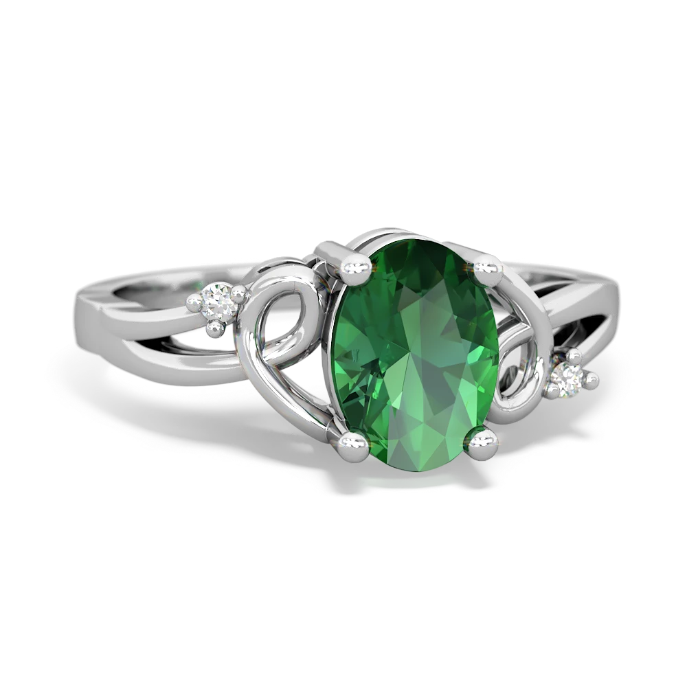 Lab Emerald Swirls 14K White Gold ring R2347