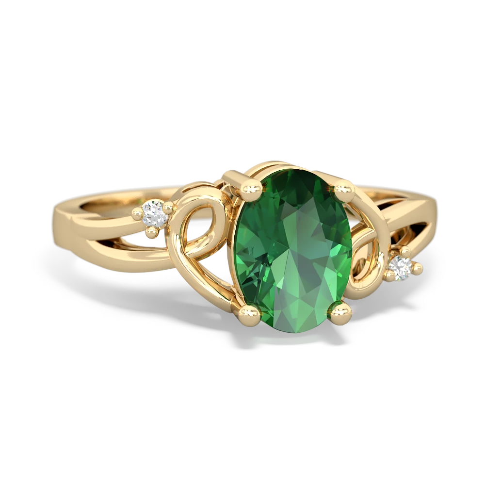 Lab Emerald Swirls 14K Yellow Gold ring R2347