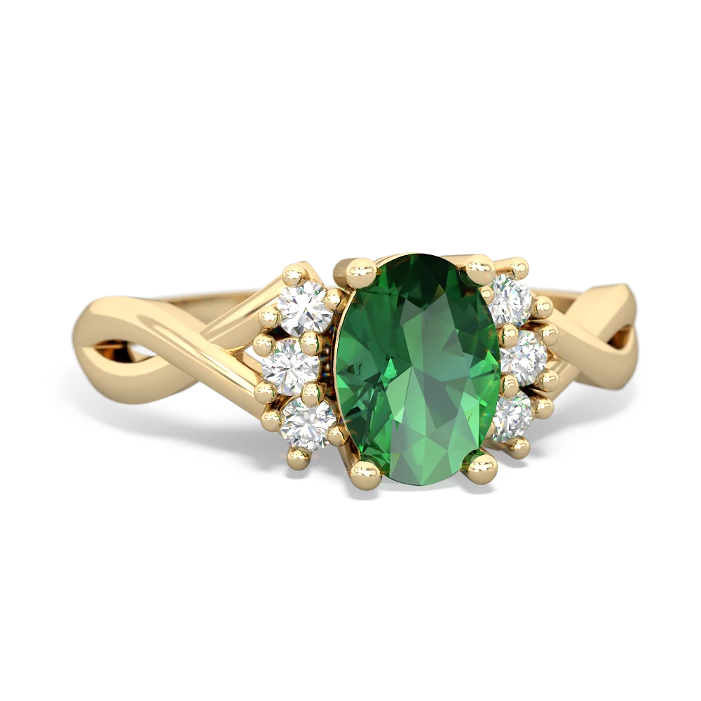 Lab Emerald Victorian Twist 14K Yellow Gold ring R2497