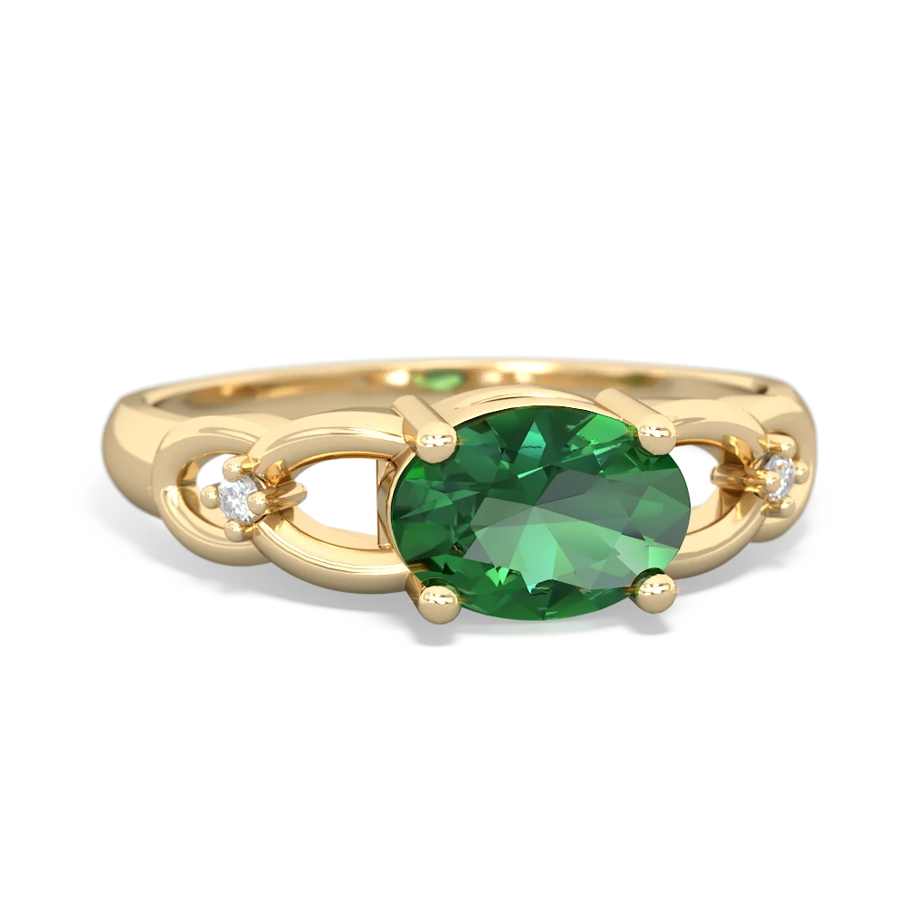 Lab Emerald Links 14K Yellow Gold ring R4032