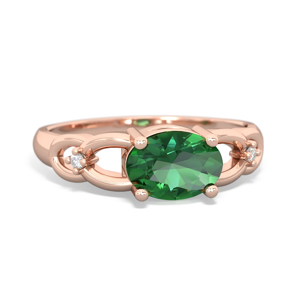 Lab Emerald Links 14K Rose Gold ring R4032
