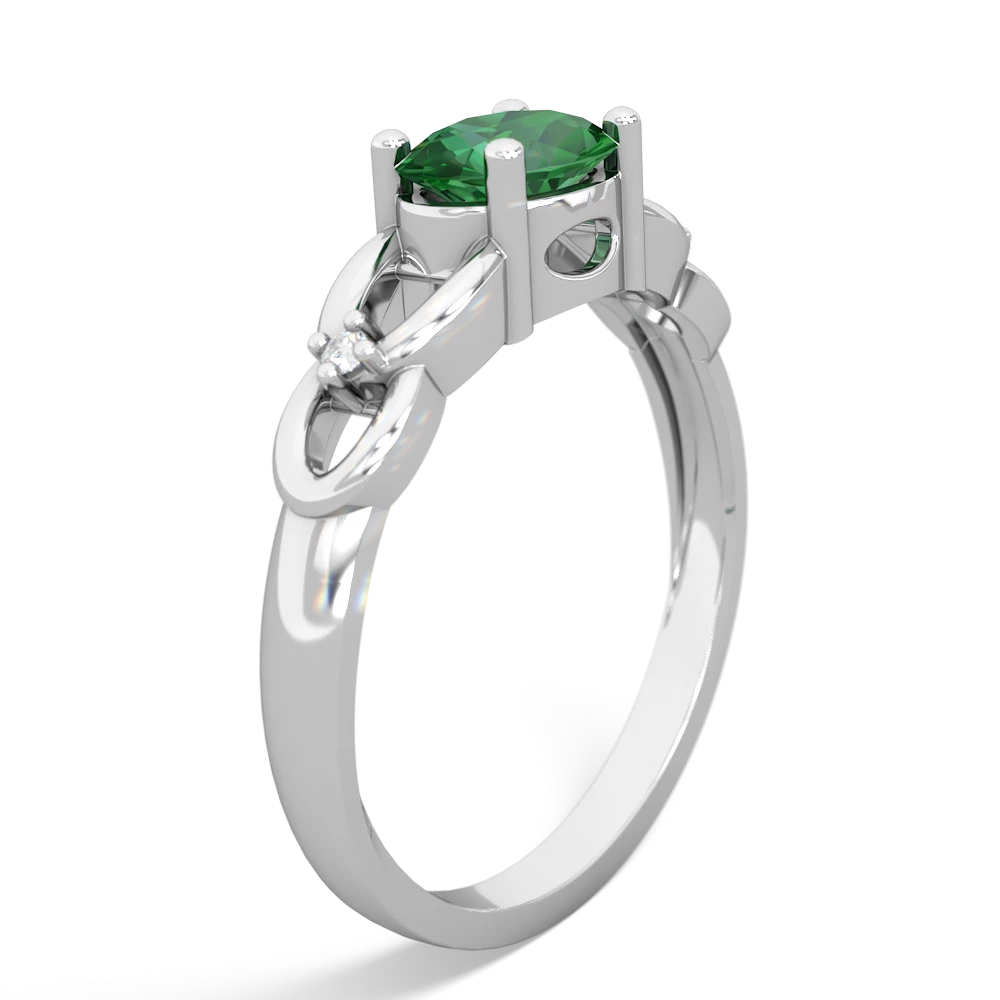 Lab Emerald Links 14K White Gold ring R4032