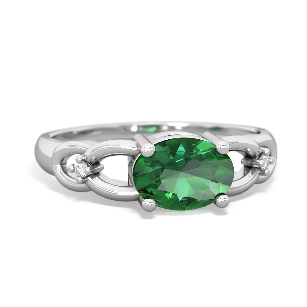 Lab Emerald Links 14K White Gold ring R4032