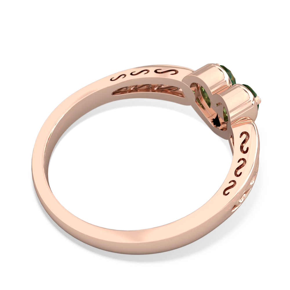 Lab Emerald Filligree 'One Heart' 14K Rose Gold ring R5070