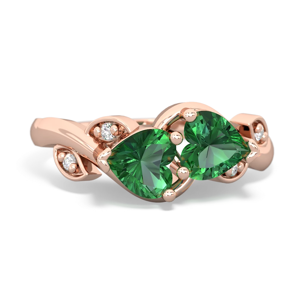 Lab Emerald Floral Elegance 14K Rose Gold ring R5790