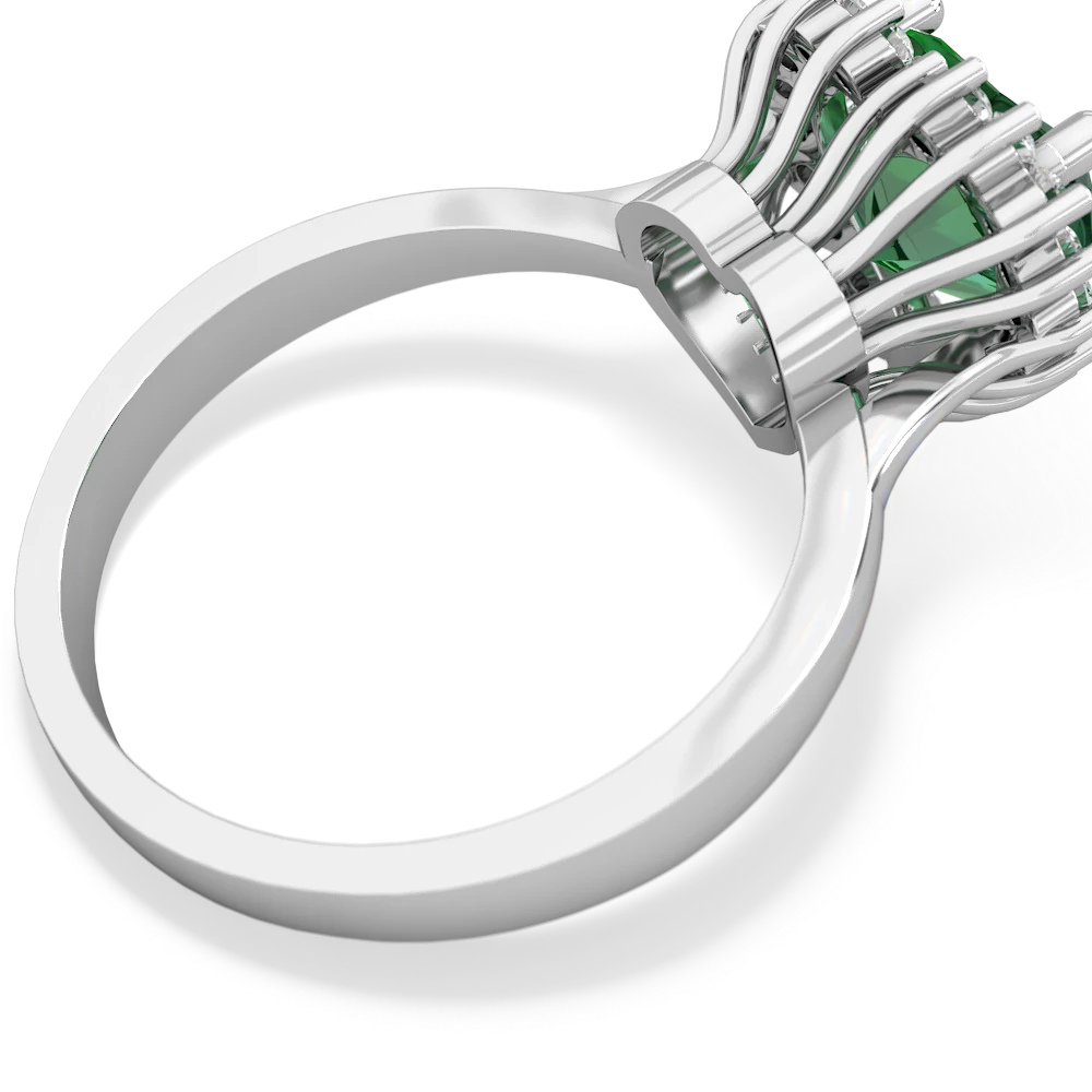 Lab Emerald Sparkling Halo Heart 14K White Gold ring R0391