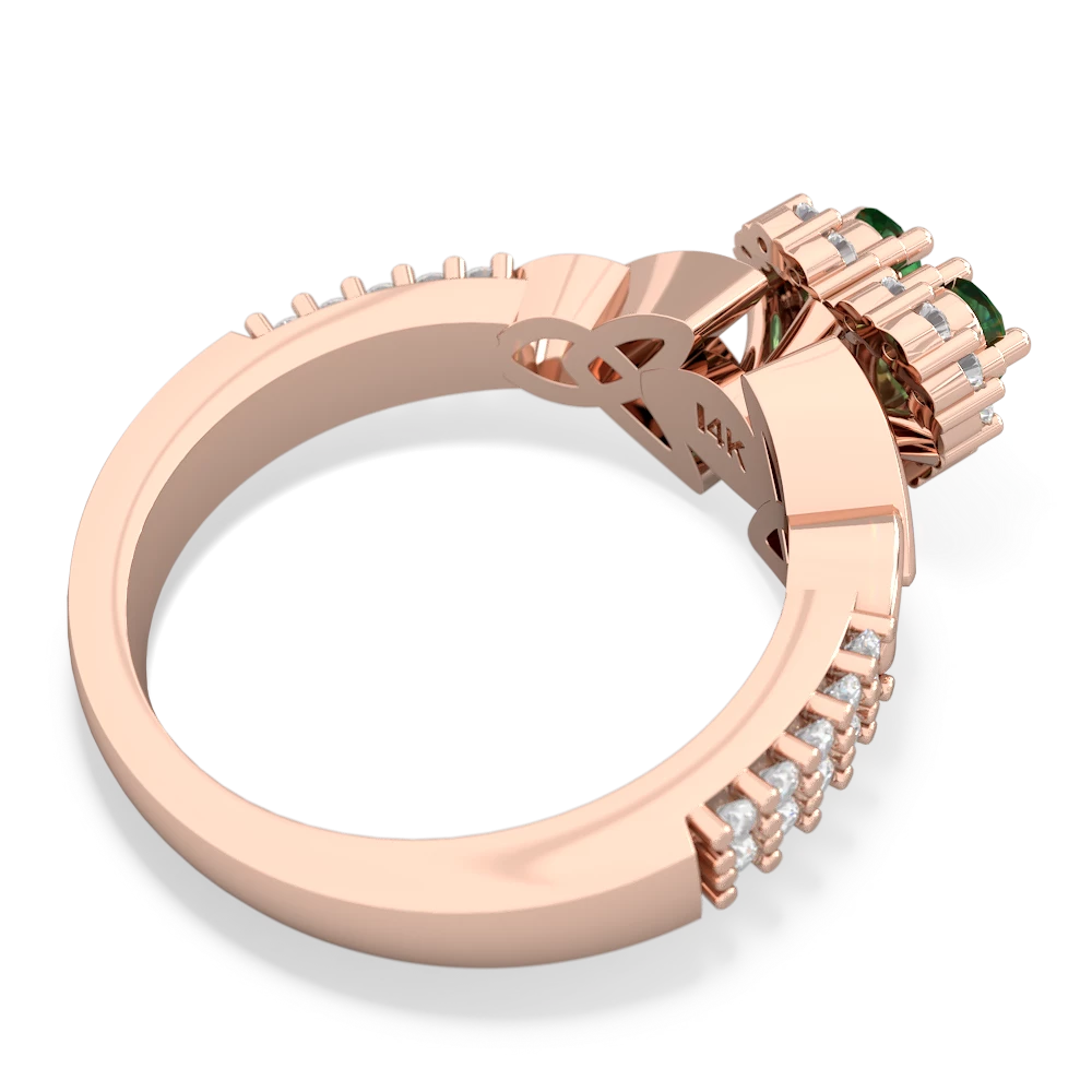 Lab Emerald Celtic Knot Engagement 14K Rose Gold ring R2644HRT