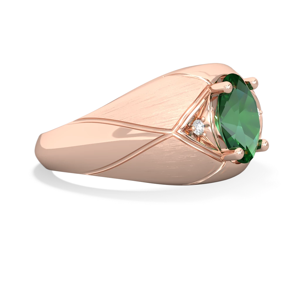 Lab Emerald Men's Crossroads 14K Rose Gold ring R0361