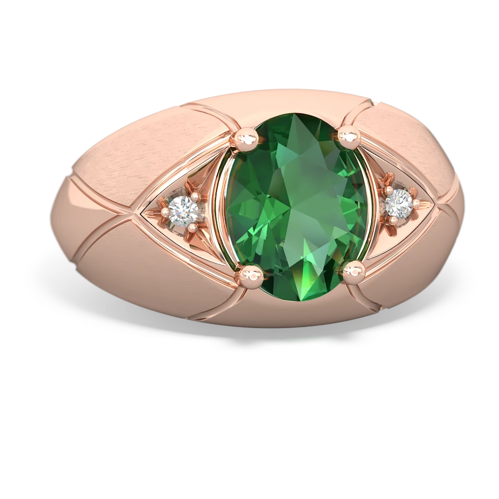 Lab Emerald Men's Crossroads 14K Rose Gold ring R0361