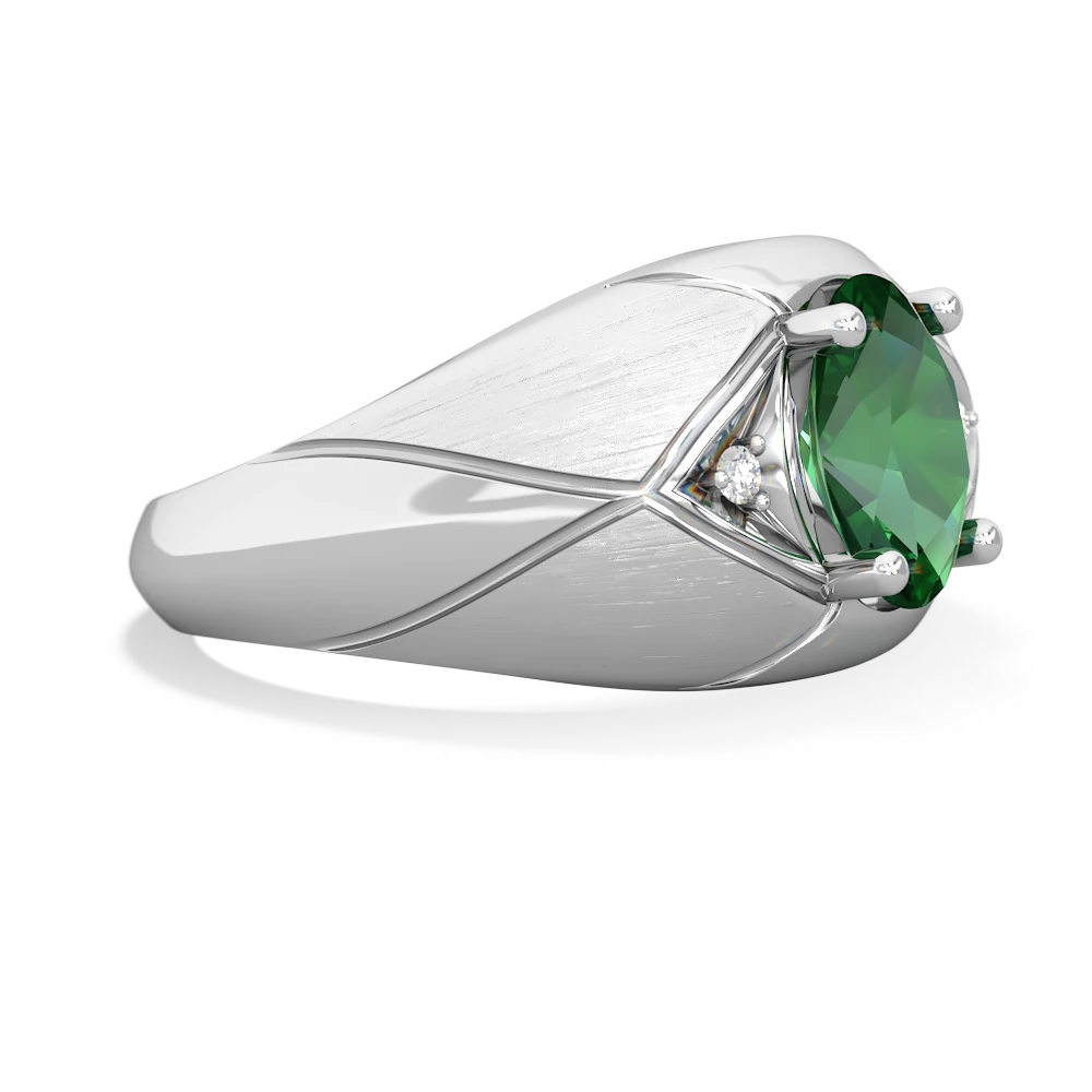 Lab Emerald Men's Crossroads 14K White Gold ring R0361