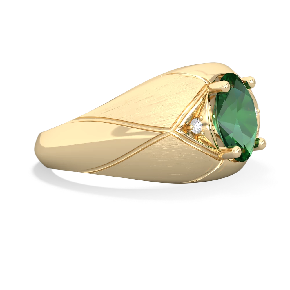 Lab Emerald Men's Crossroads 14K Yellow Gold ring R0361