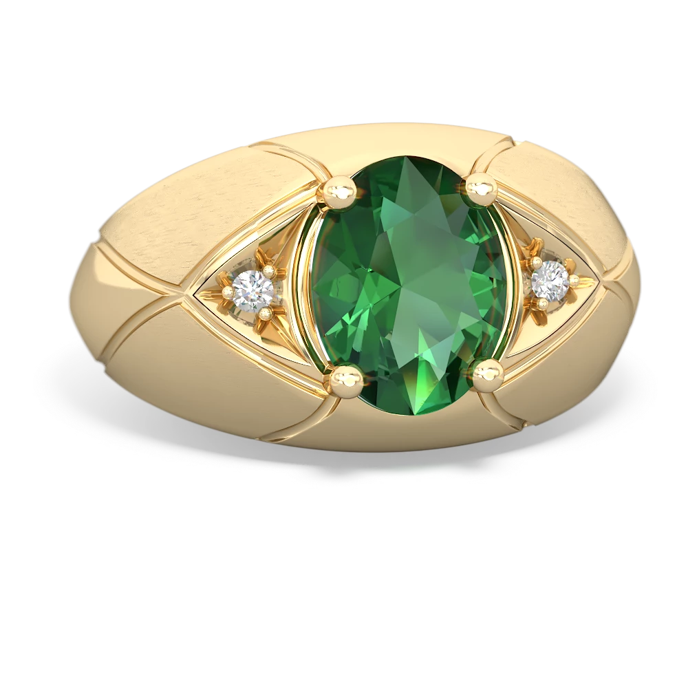 Lab Emerald Men's Crossroads 14K Yellow Gold ring R0361